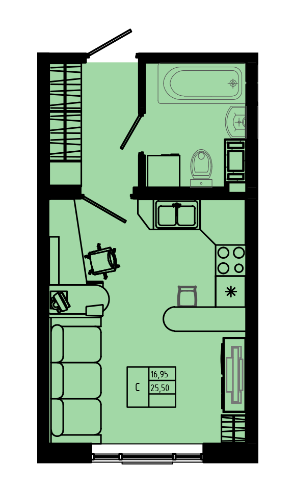 План квартиры №C3''-3