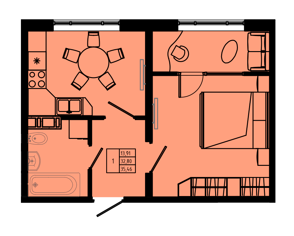 План квартиры №C3''-8