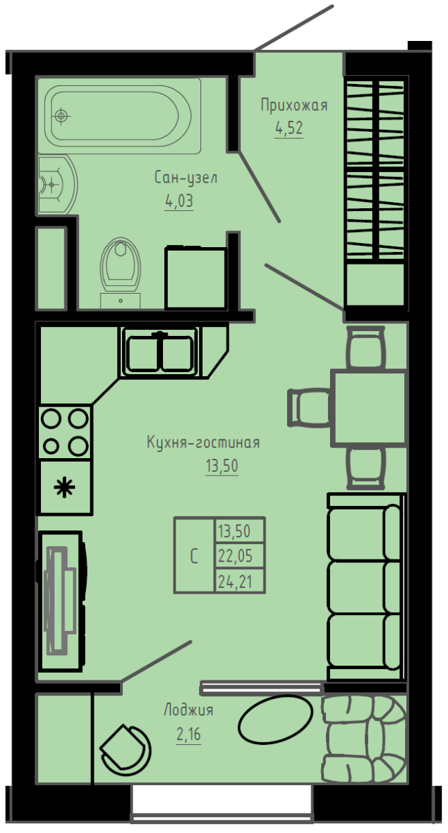 План квартиры №C2-35