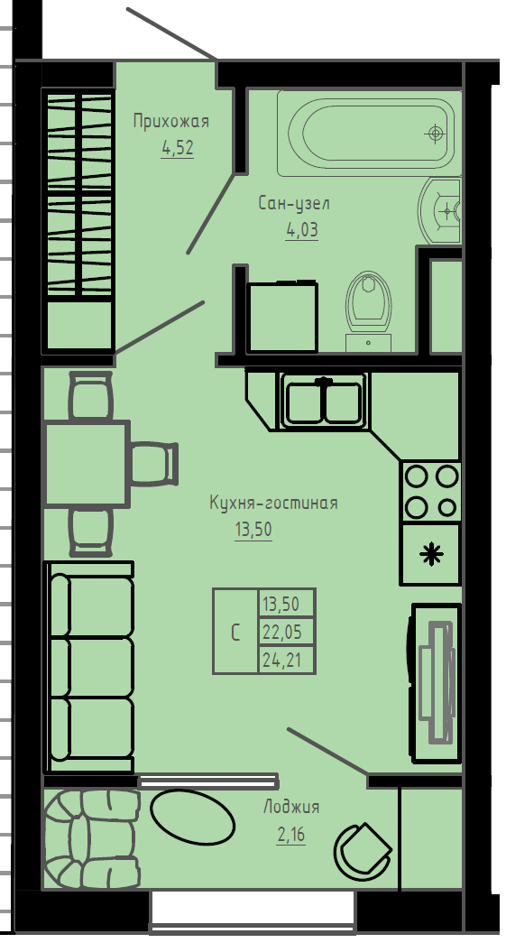 План квартиры №C2-38