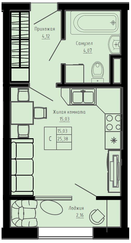 План квартиры №C1-25