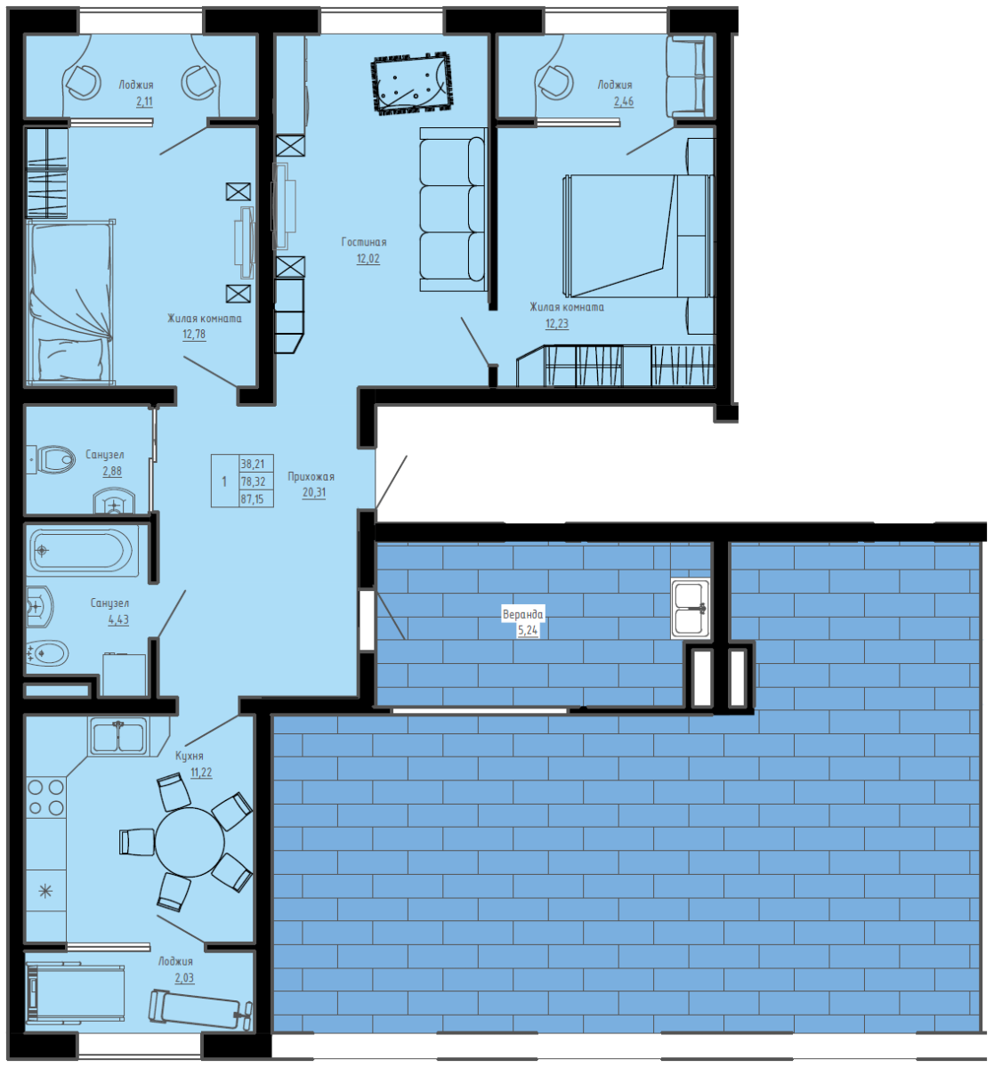 План квартиры №C1-37