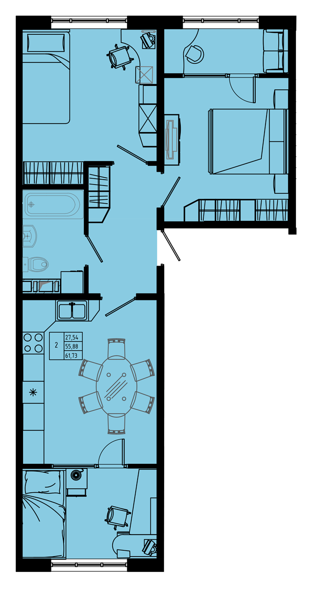 План квартиры №C2''-22