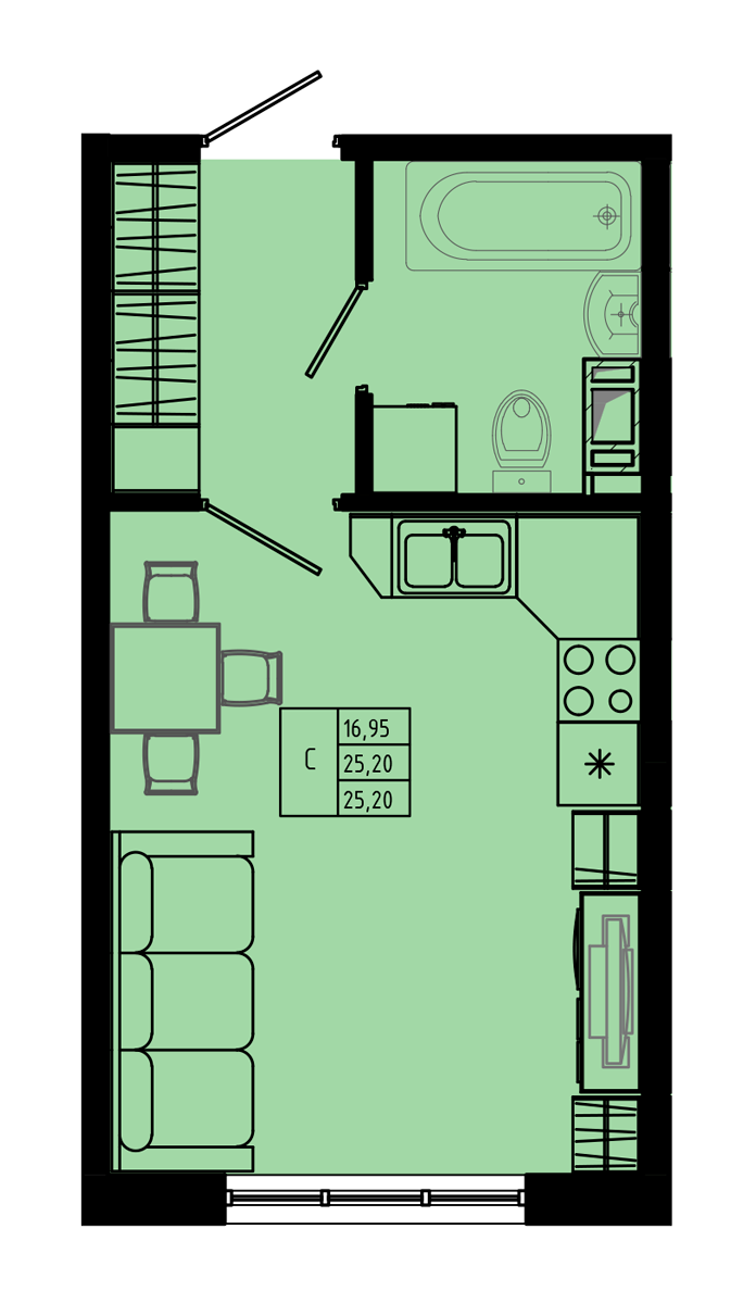 План квартиры №C2''-14