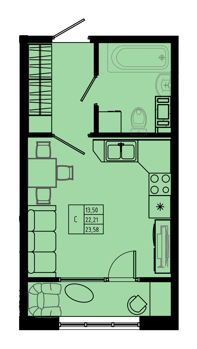 План квартиры №C2''-35