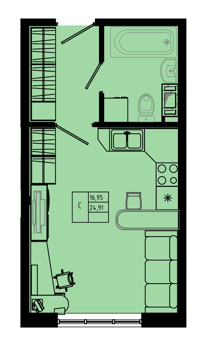 План квартиры №C1''-19