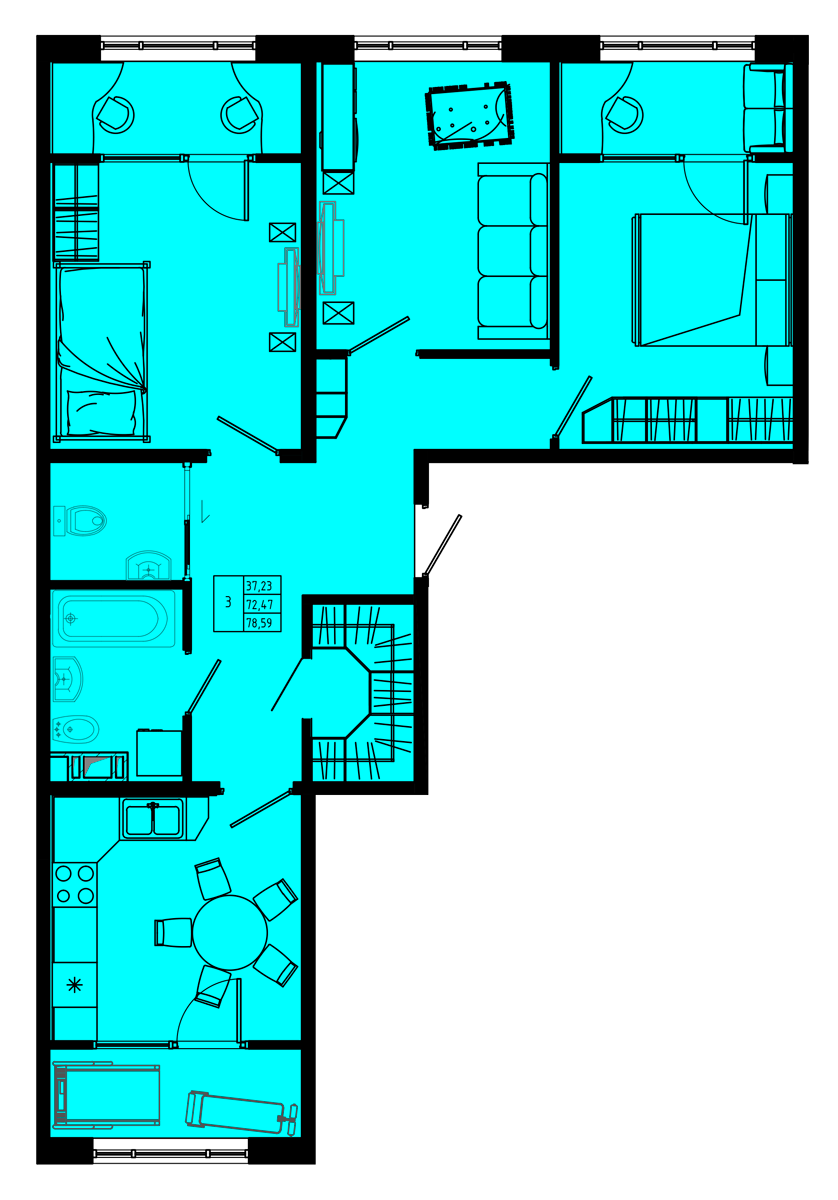 План квартиры №C1''-16