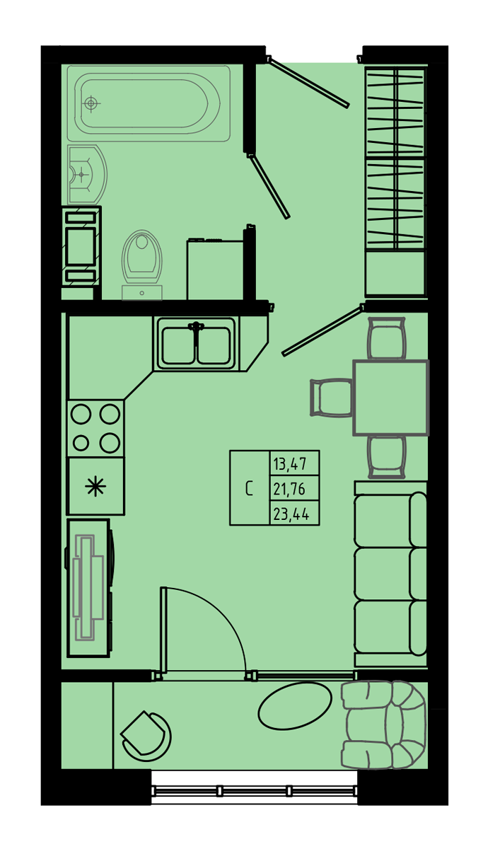 План квартиры №C1''-32