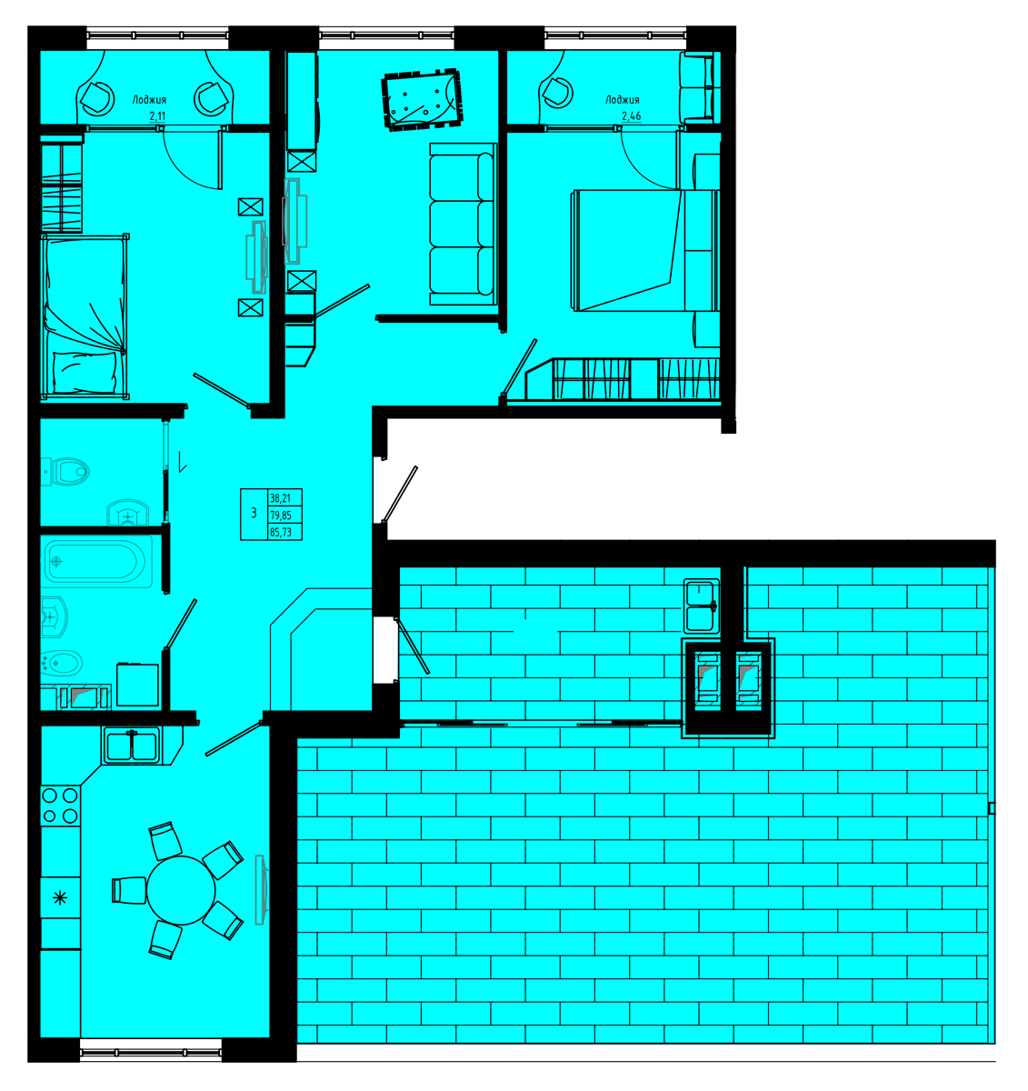 План квартиры №C1''-37
